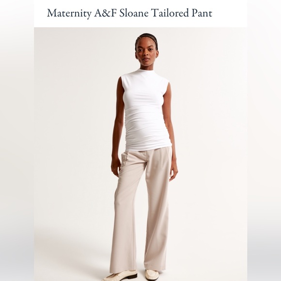 Abercrombie & Fitch Pants - Abercrombie & Fitch Maternity Sloane Wide Leg Pants - Cream